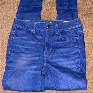 American Eagle bright blue skinny jeans
